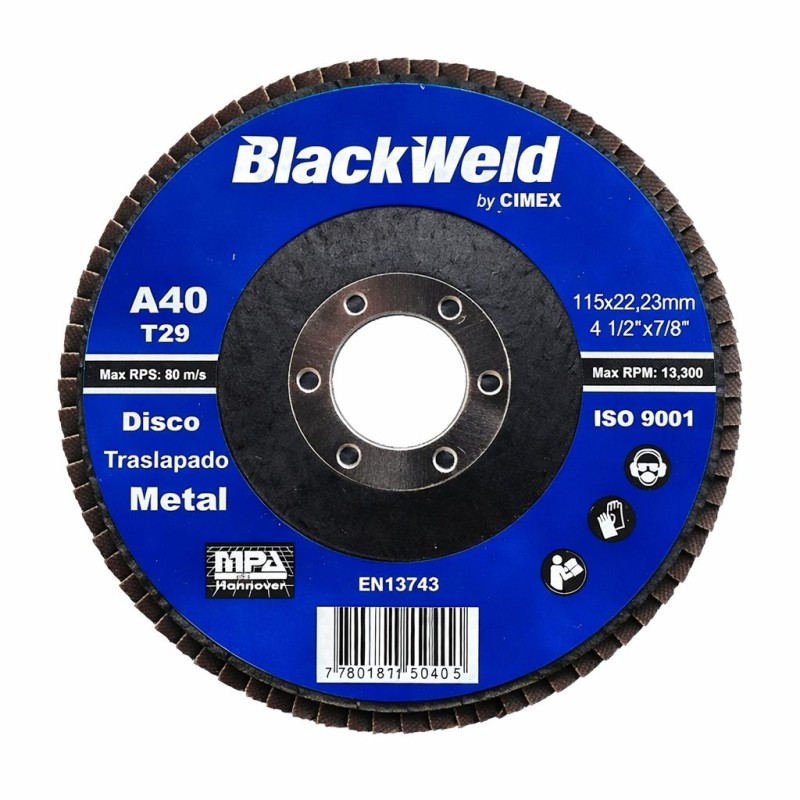 DISCO TRASLAPADO METAL  4.5/GRANO 40 - BLACKWELD (BW-45115-A40)