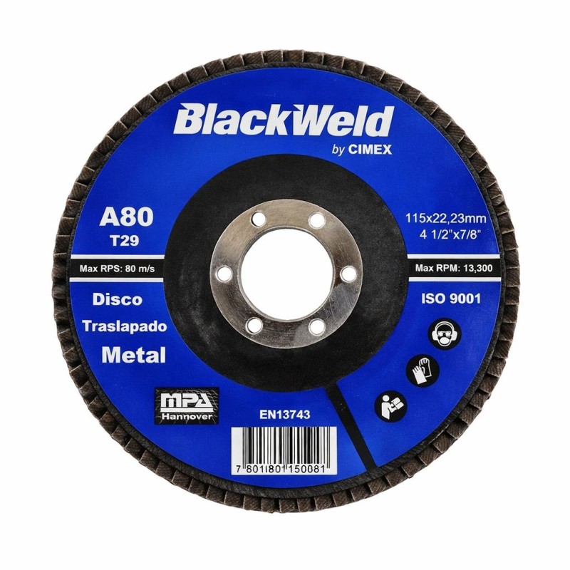 DISCO TRASLAPADO METAL  4.5/GRANO 80 - BLACKWELD (BW-45115-A80)