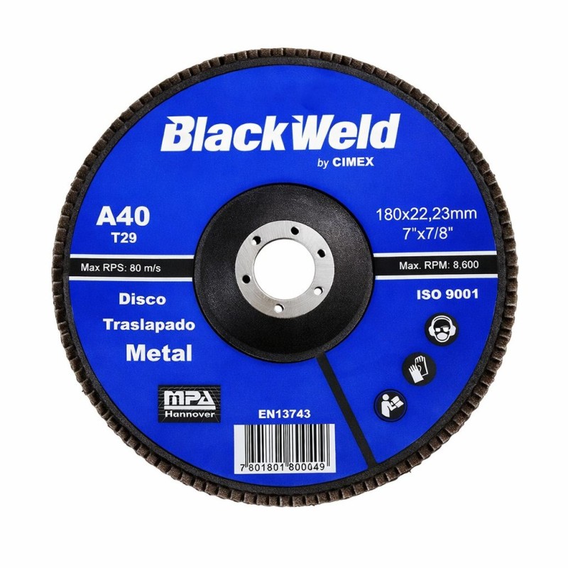 DISCO TRASLAPADO METAL  7/GRANO 40 - BLACKWELD (BW-45180-A40)
