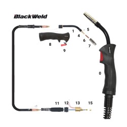 Pistola Mig Blackweld modelo Binzel 15 / 180Amp (4.5MTS)