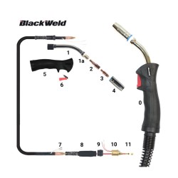 Pistola Mig Blackweld modelo Binzel 25 / 250Amp (4.5 MTS)
