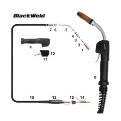 Pistola Mig Blackweld modelo Tregaskiss 400 / 400Amp (4.5 MTS)