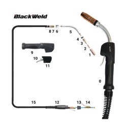Pistola Mig Blackweld modelo Tregaskiss 500 / 500Amp(4.5 MTS)
