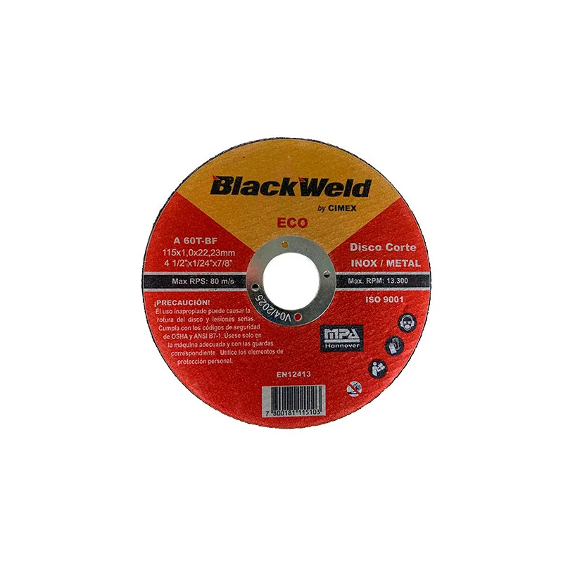 Disco Corte Inox/Metal 4.5´x1.0-Blackweld (ECO-BW-20115-10)